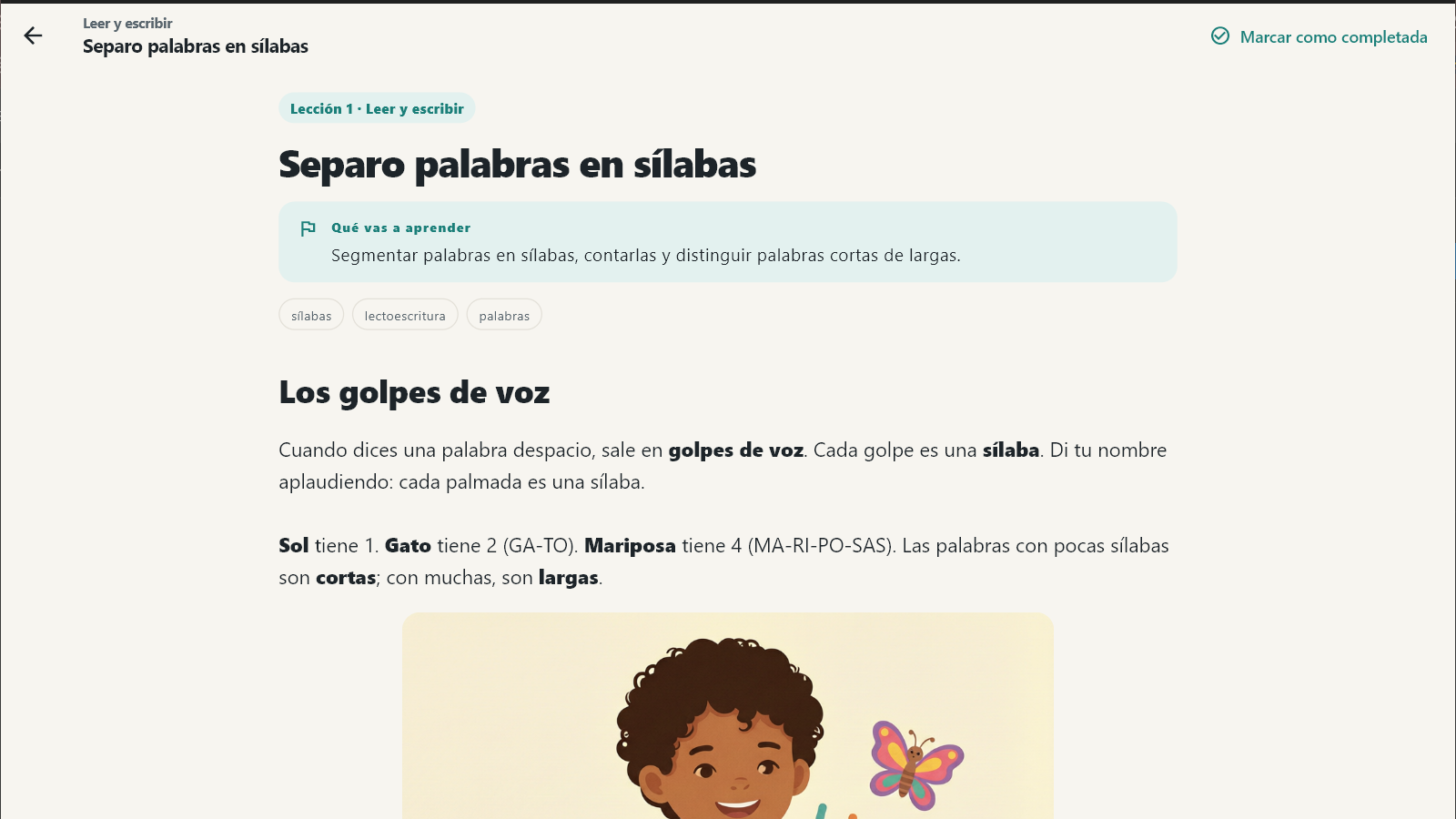 Lección de Segundo de Primaria SEP con su ilustración y el texto del contenido