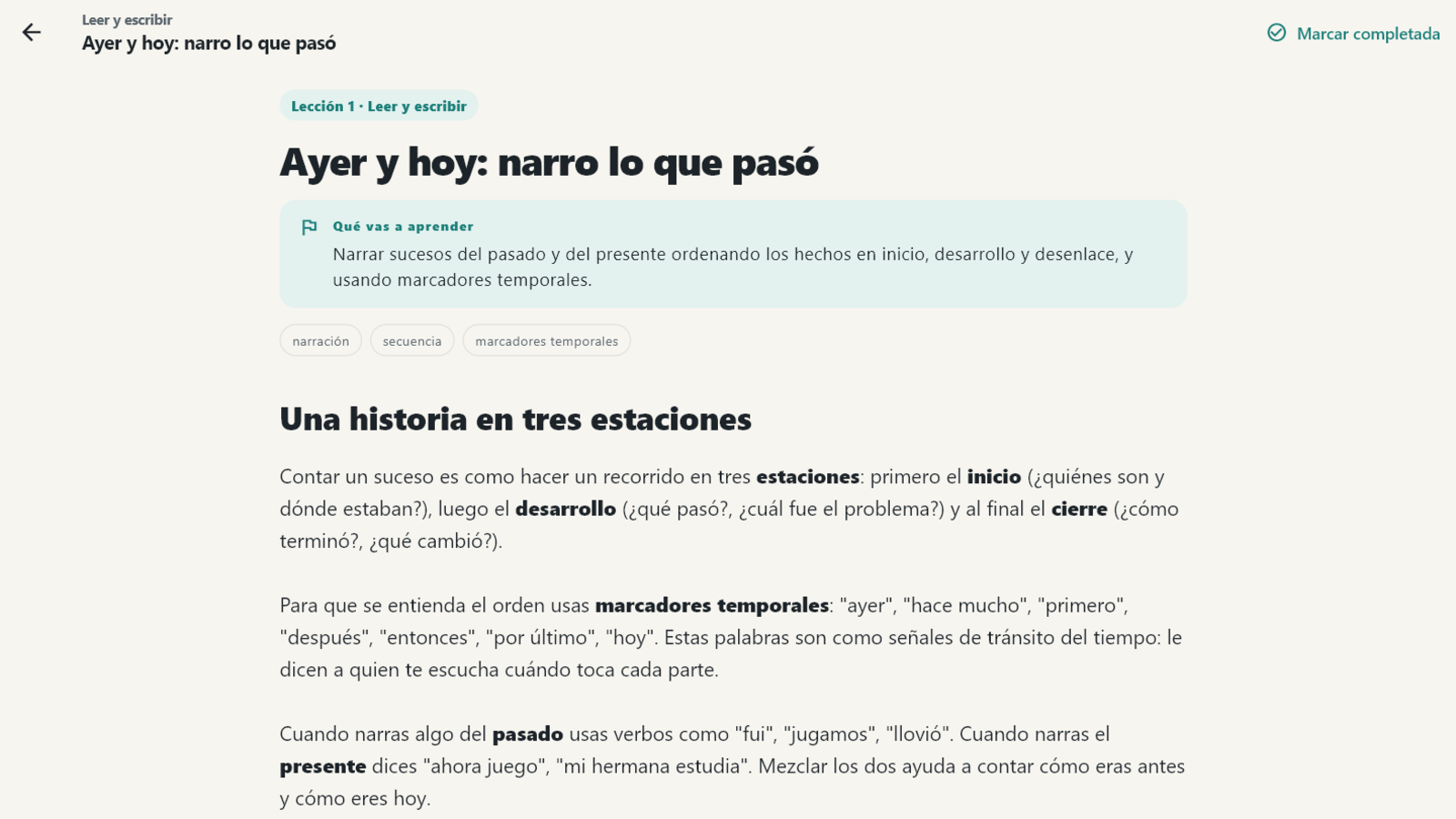 Lección de Tercero de Primaria SEP con su ilustración y el texto del contenido